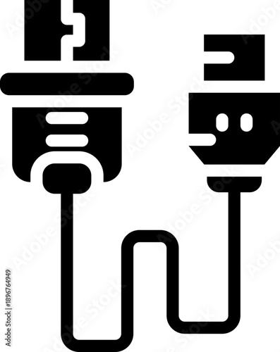 usb cable glyph icon. Strong and solid vector icon for websites, mobile interfaces, presentations, and visual branding. High quality and easy to edit.