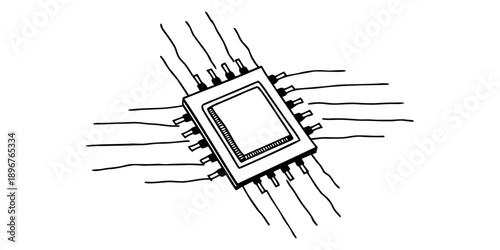 Microchip Close-Up with Glowing Circuits and Neon Highlights – Ultra-Detailed Macro Technology Shot