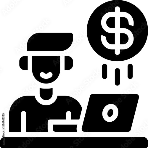 freelance glyph icon. Strong and solid vector icon for websites, mobile interfaces, presentations, and visual branding. High quality and easy to edit.