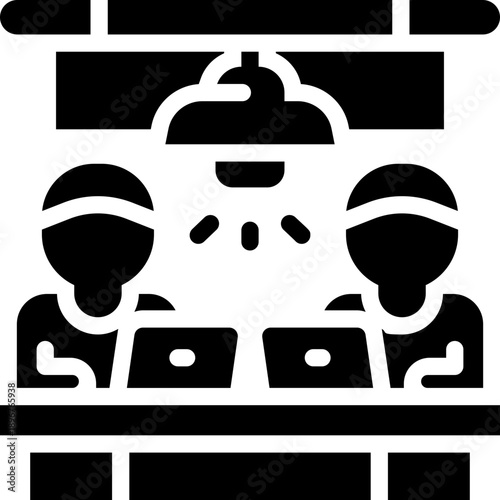 coworking glyph icon. Strong and solid vector icon for websites, mobile interfaces, presentations, and visual branding. High quality and easy to edit.