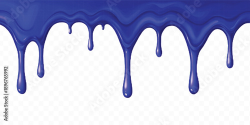 realistic 3d colorful liquid paint dripping down in different style isolated on transparent background