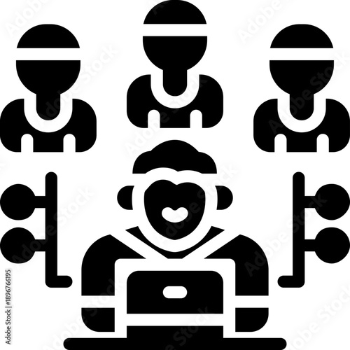 outsourcing glyph icon. Strong and solid vector icon for websites, mobile interfaces, presentations, and visual branding. High quality and easy to edit.