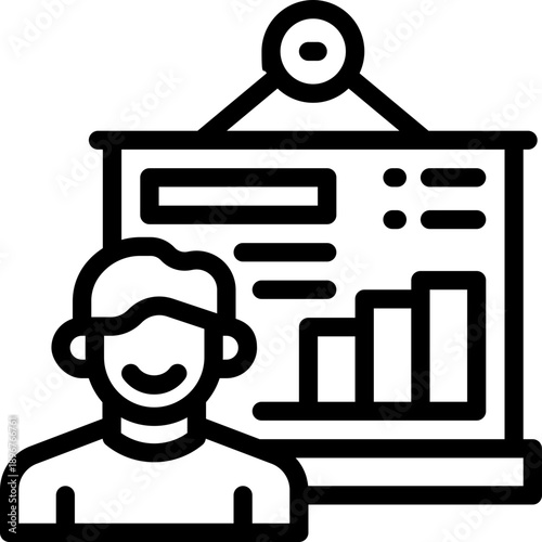 presentation line icon. Clean and minimalist vector icon for websites, mobile apps, presentations, and logos. Fully scalable and customizable for any project.