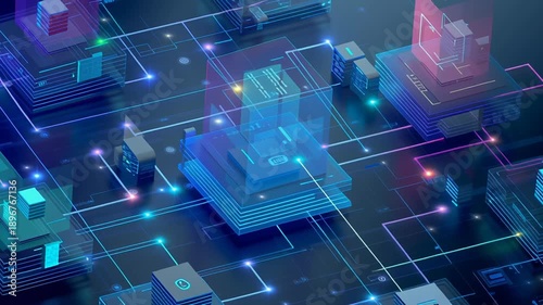 Protected data ecosystem, encrypted data elements connected within secure architecture, editorial enterprise imagery, confidential data ecosystem
