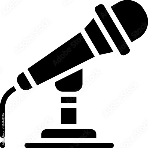 microphone glyph icon. Strong and solid vector icon for websites, mobile interfaces, presentations, and visual branding. High quality and easy to edit.