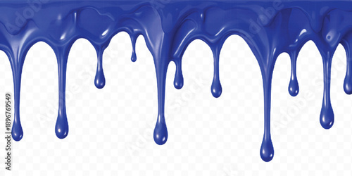 realistic 3d colorful liquid paint dripping down in different style isolated on transparent background