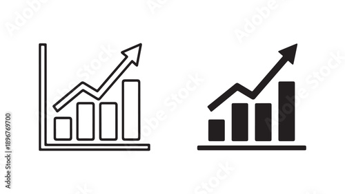Vector business chart icons, growth graph symbols, for presentation or website, Isolated, isolated on White Background