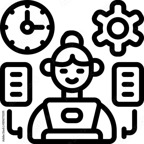 work efficiency line icon. Clean and minimalist vector icon for websites, mobile apps, presentations, and logos. Fully scalable and customizable for any project.