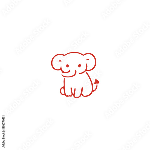 Simple Red Elephant Illustration