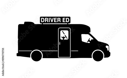 Black Silhouette Delivery Van with Driver's Name Sign