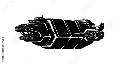 Futuristic Military Transport Vehicle Silhouette Vector Art