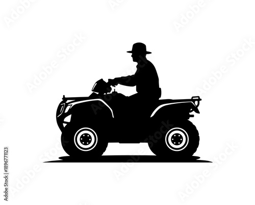 Black Silhouette of Person Riding an ATV