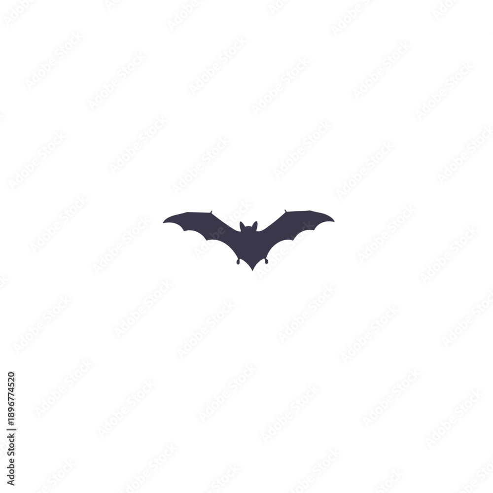 Obraz premium Flying Bat Silhouette Vector Illustration Isolated on White Background. Halloween Spooky Creature Graphic Element.