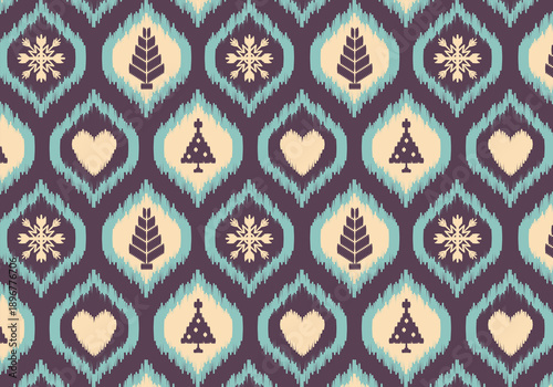 Knitting seamless patterns. Geometric knitted yarn pattern design for wrapping, fabric pattern. Colorful textile and silk pattern for background, wallpaper. Asia knitted fabric pattern for decoration.