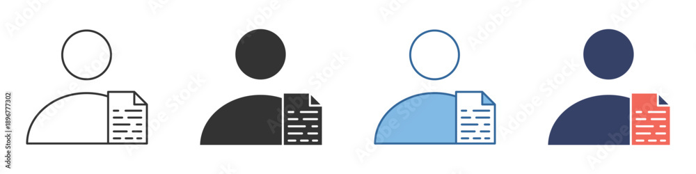 Fototapeta premium Diverse vector icon set for user profile and data forms, symbolizing personal information management, online registration, and application processes in digital platforms