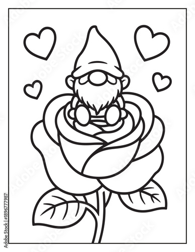 Valentines Gnomes Coloring Book