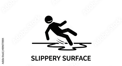 Slippery Surface Warning Icon of a Person Falling.