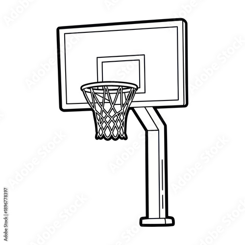 Basketball Hoop and Backboard Outline Drawing
