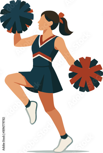 Cheerleader with Pom- Poms in Action pom-poms cheerleading