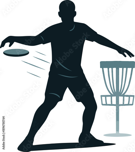 Disc Golf Player Throwing a Disc frisbee