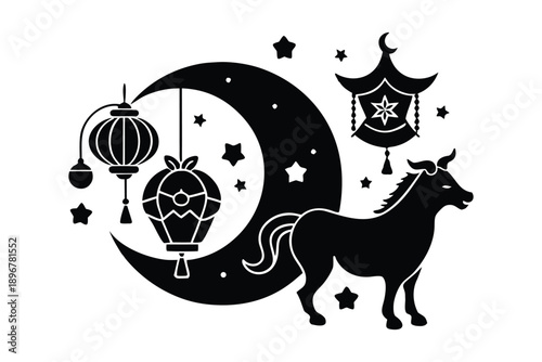 Lunar New Year Zodiac Silhouette Vector