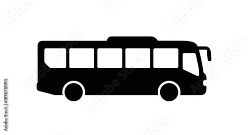 Black bus silhouette icon.