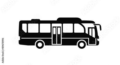 Black bus silhouette vehicle side.