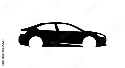 Black Car Silhouette Side View.