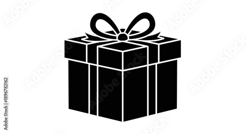 Black gift box with ribbon.