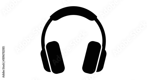 Black Headphones on White Background.