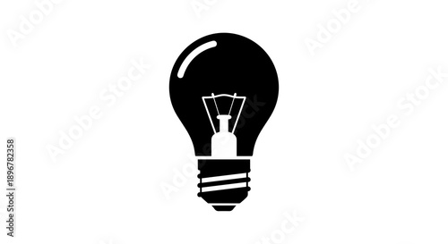 Black Light Bulb Icon Symbol.