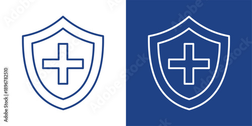 Safety Blue And White Icon Style Collection