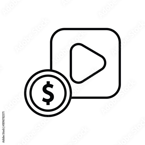 Video Monetization Outline Icon Vector