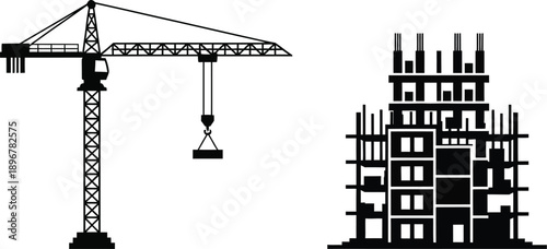 Construction Crane Hook And Lifting Equipment Vector Icon