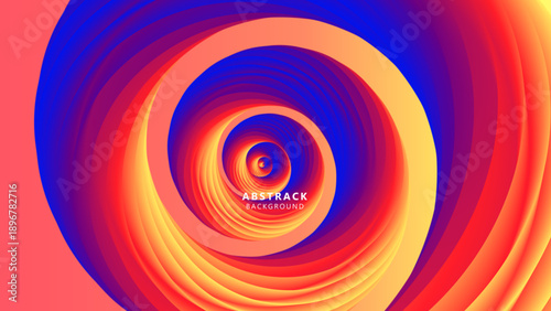 Abstract 3D spiral background with vibrant orange, red, and blue color gradient.A stunning abstract 3D illustration featuring a hypnotic spiral tunnel with a vibrant gradient of fire orange, deep red