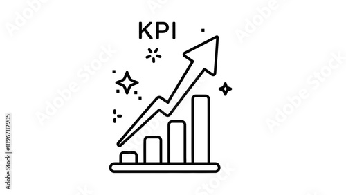 KPI Growth Chart Icon: Key Performance Indicator Success and Improvement