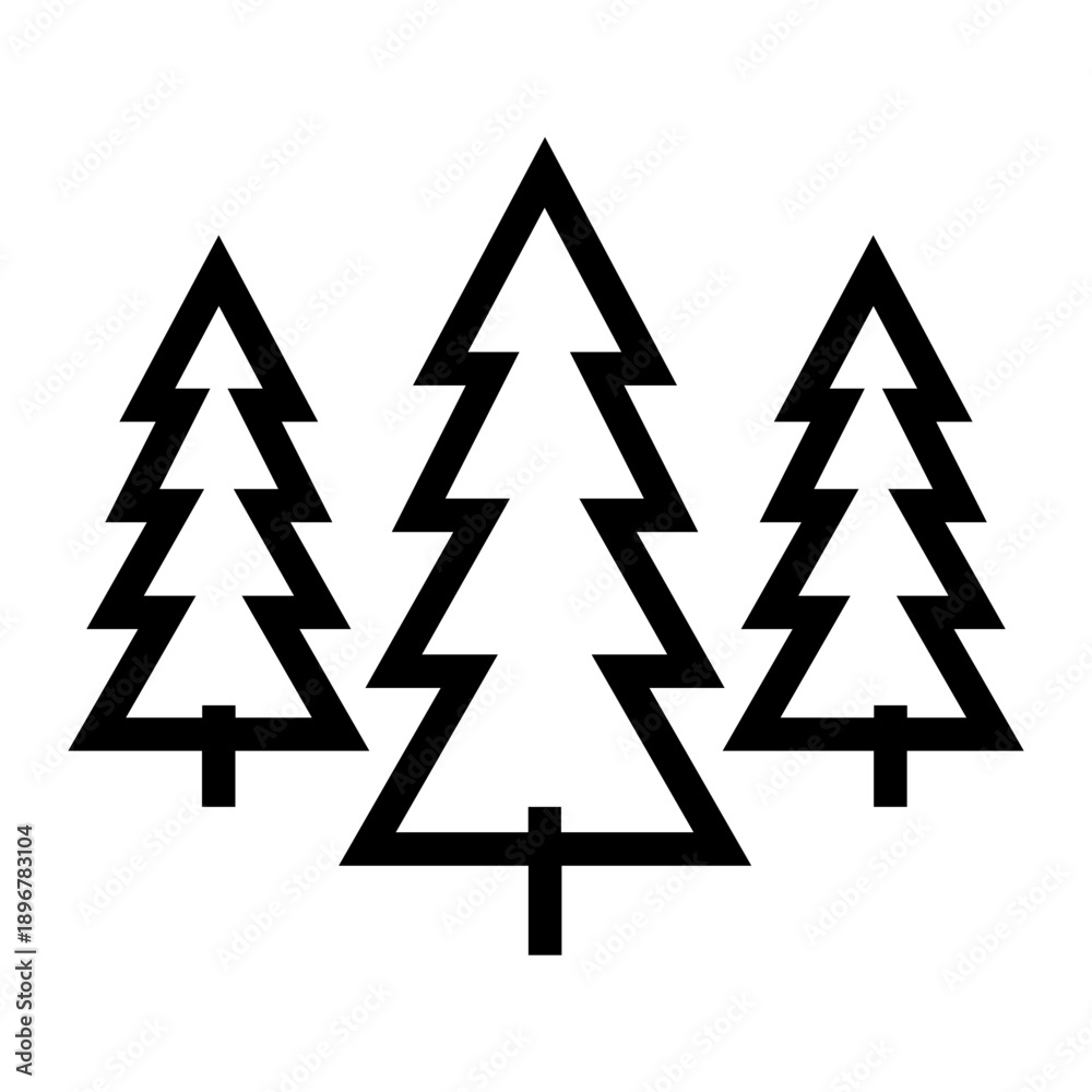 Obraz premium Line icon of three evergreen trees