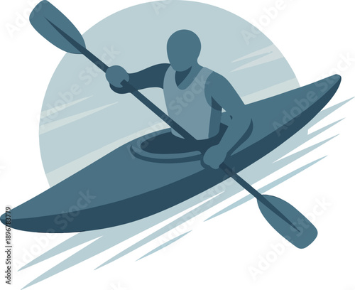 Kayaker Paddling in Water kayaking canoe