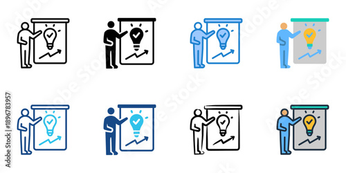 Obraz na plátne Pitch Deck icons set multiple style collection. Editable stroke