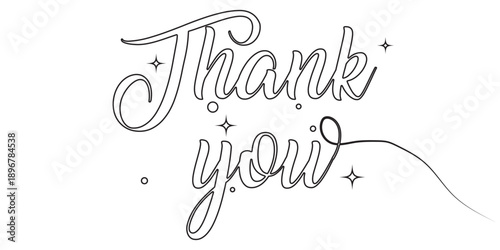 Thank you bulk lettering sign. Handwritten modern brush lettering on white background. Text for postcard, invitation, T-shirt print design, banner, poster, web, icon. Isolated vector illustration. Eps