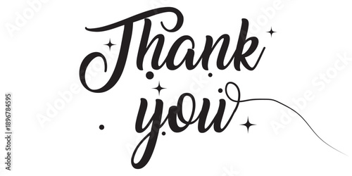 Thank you bulk lettering sign. Handwritten modern brush lettering on white background. Text for postcard, invitation, T-shirt print design, banner, poster, web, icon. Isolated vector illustration. Eps