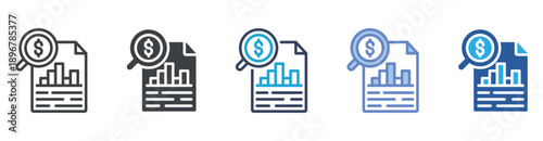 Financial Audit icon set multiple style collection