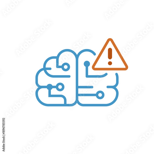 AI警告のシンプル線画アイコン・イラスト	
