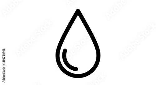 Clean Water Drop Outline Icon. Simple Vector Graphic Symbol for Liquid, Hydration, Ecology, Purity, and Environmental Concepts.