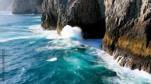Dramatic Cliffs and Crashing Waves - A Coastal Landscape Video.