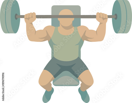 Weightlifter Bench Press Illustration vector