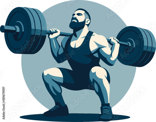 Weightlifter Performing a Squat illustration