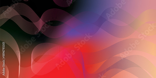 Red black and azure abstract shape grainy gradient background with black noisy texture for wide banner poster and header design