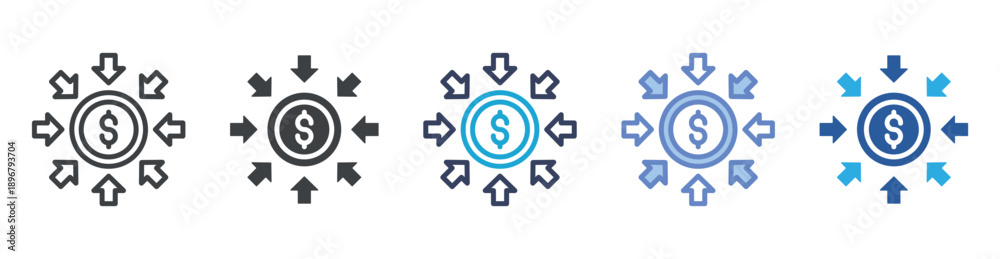 Fototapeta premium Income icon set multiple style collection