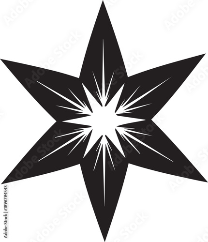 Black six pointed starburst abstract